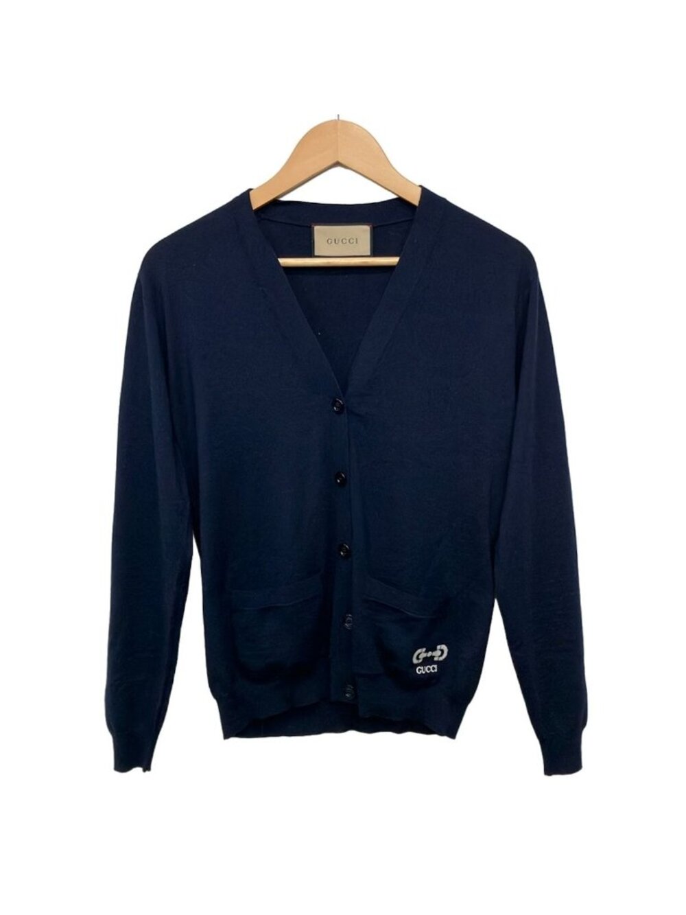 Gucci Cardigan XS Dark Navy White Long Sleeve Knit Horsebit
